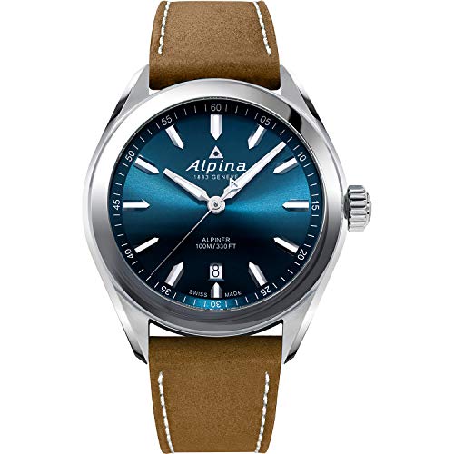 Alpina Men's Alpiner Stainless Steel Swiss 3-Hand Date Quartz, Sapphire Crystal, 42mm