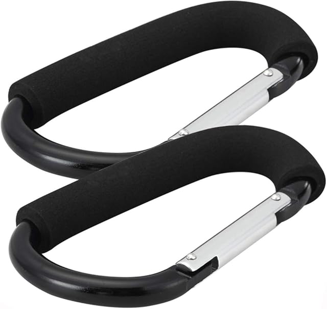 2X Black 6.3 Large Buggy Clips for Pram & Pushchair, Shopping Secure Hooks - 16cm (6.3") (2 pcs Large Buggy Clips)