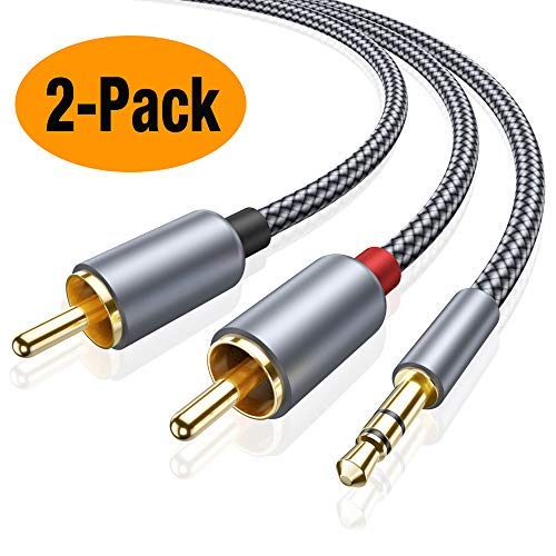 RCA Cable, oldboytech 3.5mm to 2-Male RCA Adapter Audio Cable [2-Pack,6ft,Hi-Fi Sound] Nylon-Braided