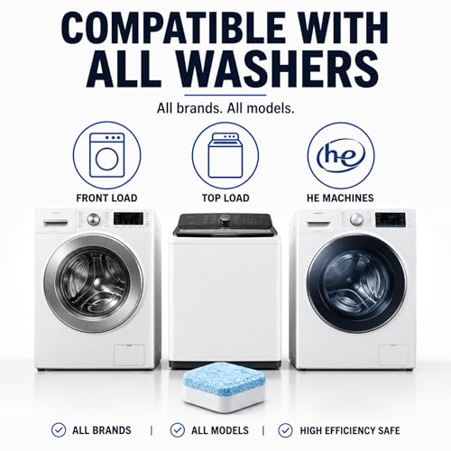 Image of Washing Machine Cleaner Tablets - Penetrating Deep Clean Washer Cleaner Tablets For Front Loader And Top Load HE - Active Formula Tub Descaler Deodorizer