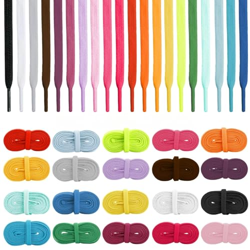 IOHJSA 20 Paia Lacci Piatti, Lacci Colorati, Accessori Per Scarpe, Adatti Per Scarpe Sportive, Casual, Ginnastica, 20 Couleurs