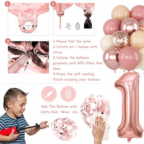 Image of Jobkoo 21st Birthday Decorations for Her, Retro Pink Nude Number 21 Balloon Set Happy 21st Birthday Banner Cake Topper Dusty Pink Beige Rosegold Star Balloons for Women 21 Year Old Bday Party Decor
