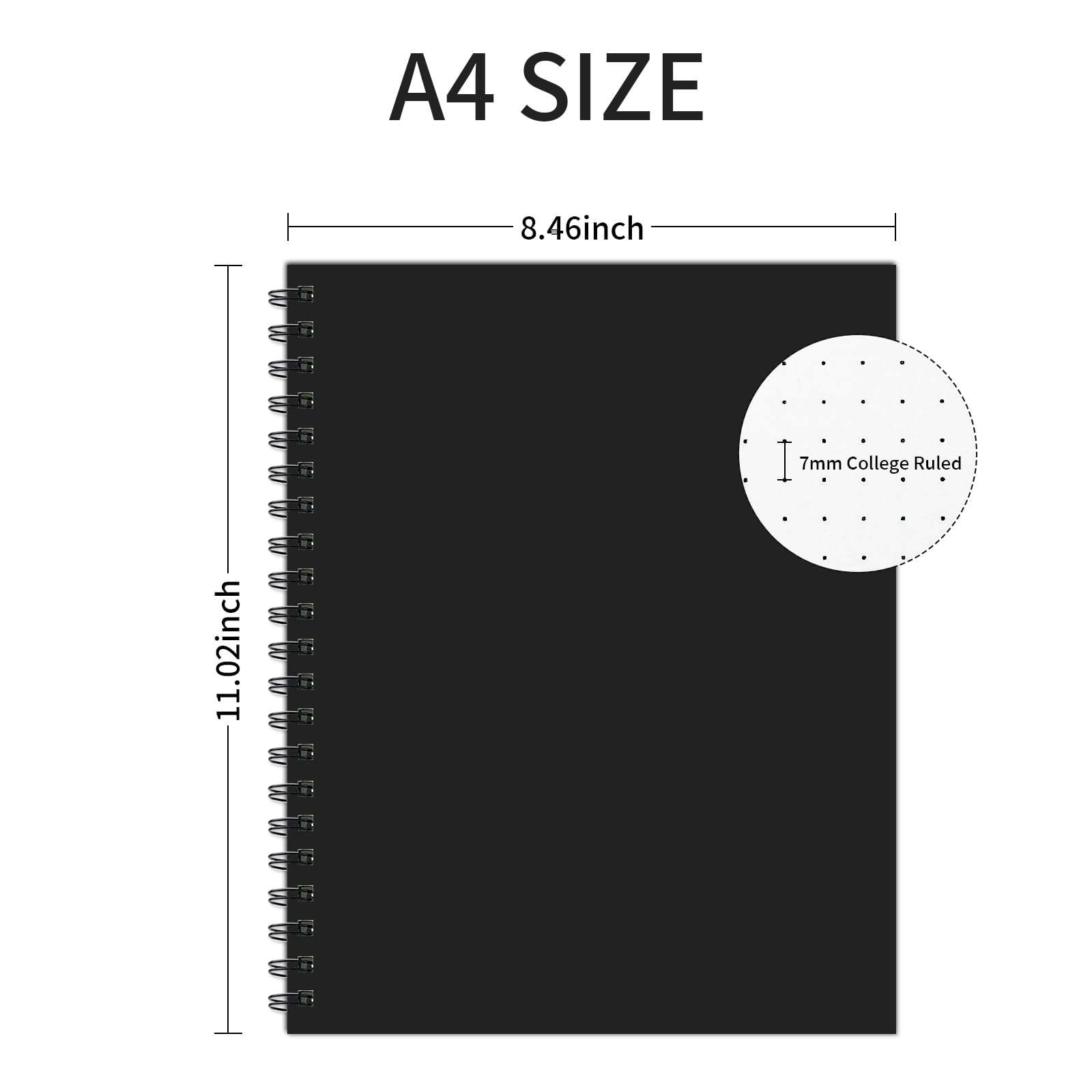 Ouzoustate Cuaderno de espiral con puntos de bala de 8.5 x 11 pulgadas, tamaño A4, cuadrícula de puntos grandes, papel grueso de 100 g/m², 160 páginas para escribir, dibujar, mujeres, hombres,