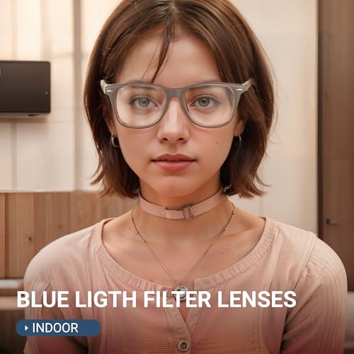 Image of JM Blue Light Blocking Glasses Women Men Computer Small Face Frame Bluelight Blocker Teens Photochromic Lenses Coffee