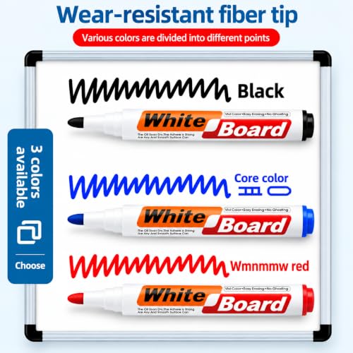Image of KLIFFOO Whiteboard Markers with Duster Set, 3 Color Bold Point Marker Pens (Blue, Black & Red) with Board Eraser, Refillable & Erasable Ink, White Board Marker for Office, School & Classroom