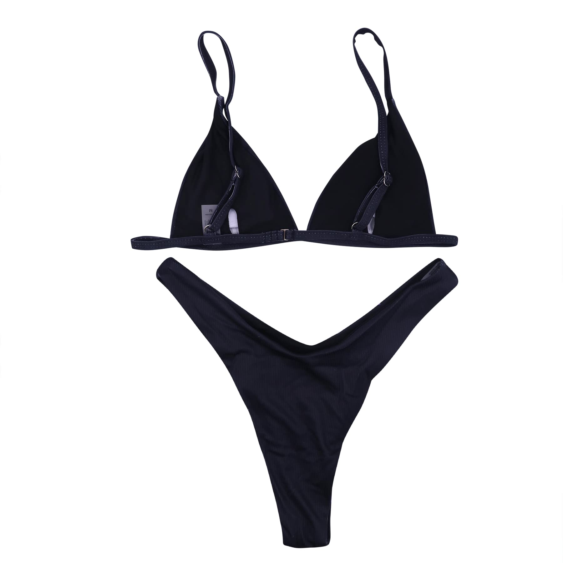 ANKOMINA Women Gothic Skull Letter Printed Two Piece Swimsuit High Cut Triangle Bikini Set for Rave Party Festival Halloween: Medium Black E