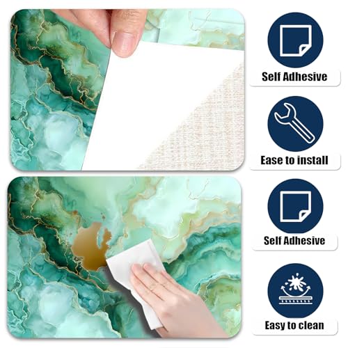Image of Nuxovilar Green Marble Vein Wallpaper Peel Stick Vinyl 15.75x39.37