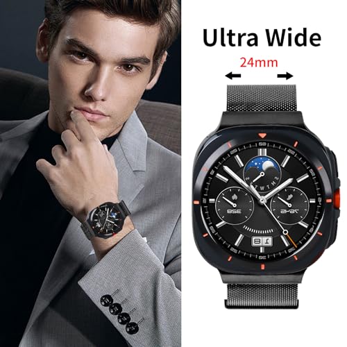 Compatible With Samsung Galaxy Watch Ultra 47MM (2024) Bands For Women Men Magnetic Stainless Steel Straps.