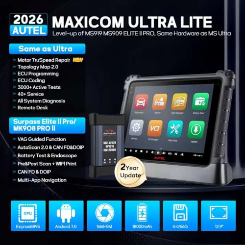 Autel MaxiCom Ultra Lite Scanner, 2 Years Free Updates, Same as MaxiSys Ultra, 2026 Up of MS919 MS909 MS906 Elite II Pro, Topology 2.0, Motor TruSpeed Repair, 40+ Service, Repair Tips, FCA SGW, - Image 3