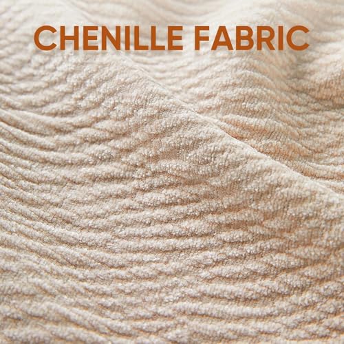 Sillón giratorio beige con tapizado chenille miniatura 4
