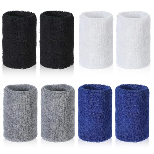 8 Pcs Wrist Sweat Bands for Men Women Sweat Bands Wristbands Basketball Tennis Wristbands Elastic Wrist Band for Wristband Sports for Basketball Tennis Football Running Outdoor Sports