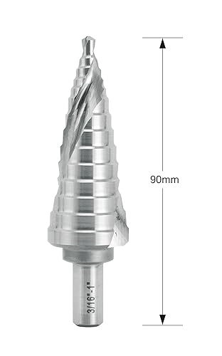 Miniatura 5 de ACTOOL Broca escalonada industrial HSS 316" a 1" con vástago de 38", flauta espiral doble con tamaño de 14 pasos