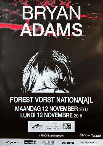 Affiche Bryan Adams Concert Belgique 2001 Poster 70x100 cm