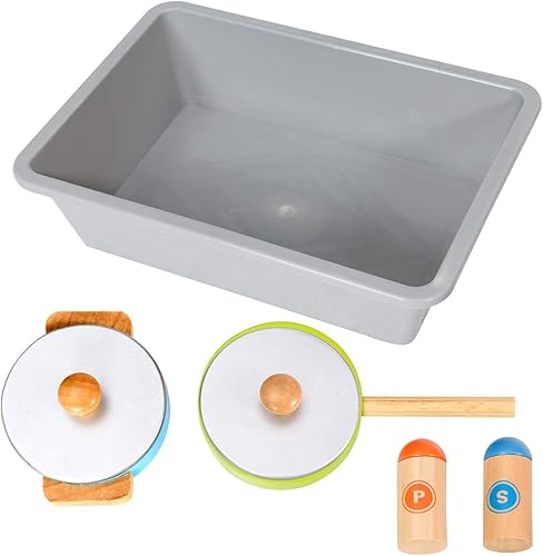 Miniatura 8 de GLACER Juego de cocina para niños, juego de cocina de madera con fregadero extraíble, accesorios de alimentos y utensilios de cocina, estante de