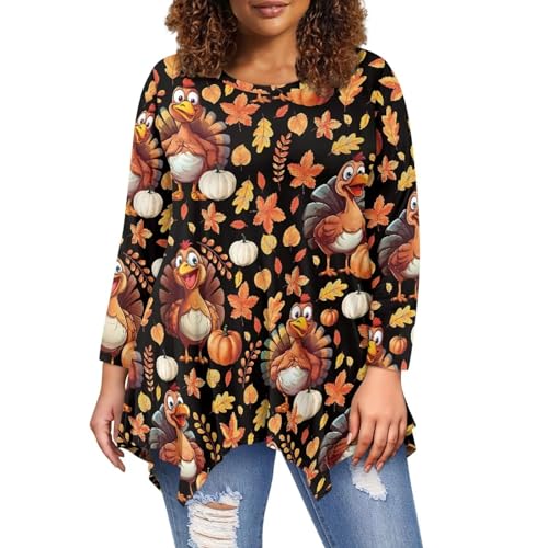 UNICEU Womens Plus Size Tops Casual Long Sleeve T-Shirt with Irregular Hem Pullover T Shirts3