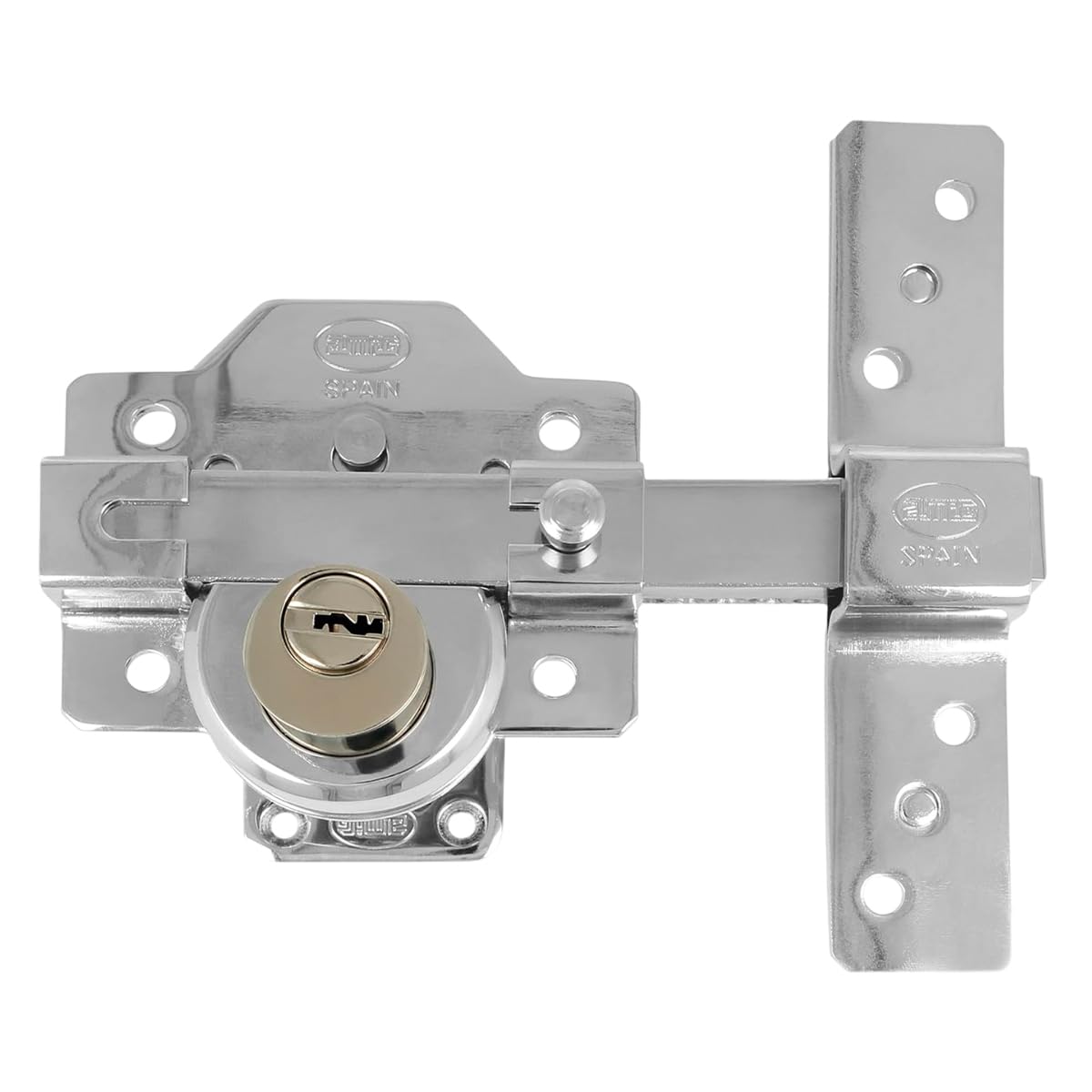 Amig - Serrure | Verrouillage de superposition | 90 x 154 mm | Chrome brillant | Cylindre de sécurité 50 mm à 6 broches | Loquet d'ouverture | Système antibumping et protection contre les pics