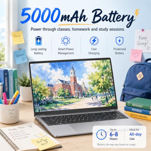 Image of 15.6 inch FHD IPS Laptop - 8GB RAM 256GB SSD, 4-Core Celeron N, Work Laptop Computer, USB 3.0, Win 11, Wi-Fi 5, BT5, Numpad, for Home Student and Business