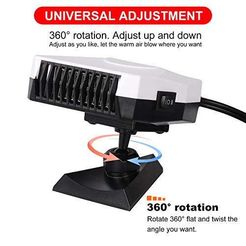 Portable Heater for Car, Car Heater & Cooling Fan 12V 150W Windshield Defogger Defroster, Fast Heating, 360-degree Rotation (White) - Thumbnail 7