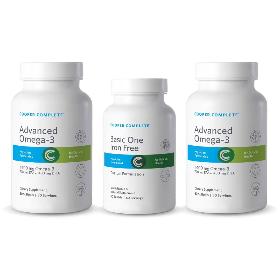 Cooper Complete - Basic One Multivitamin Iron Free - Daily Multivitamin and Mineral Supplement Plus Fish Oil Supplement - 60 Day Supply