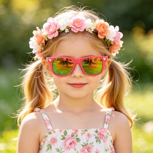 Image of Kids Sunglasses Girls Unicorn Heart Eyeglasses UV Protection Toddler Sunglasses with Sunglass Case for Party Beach