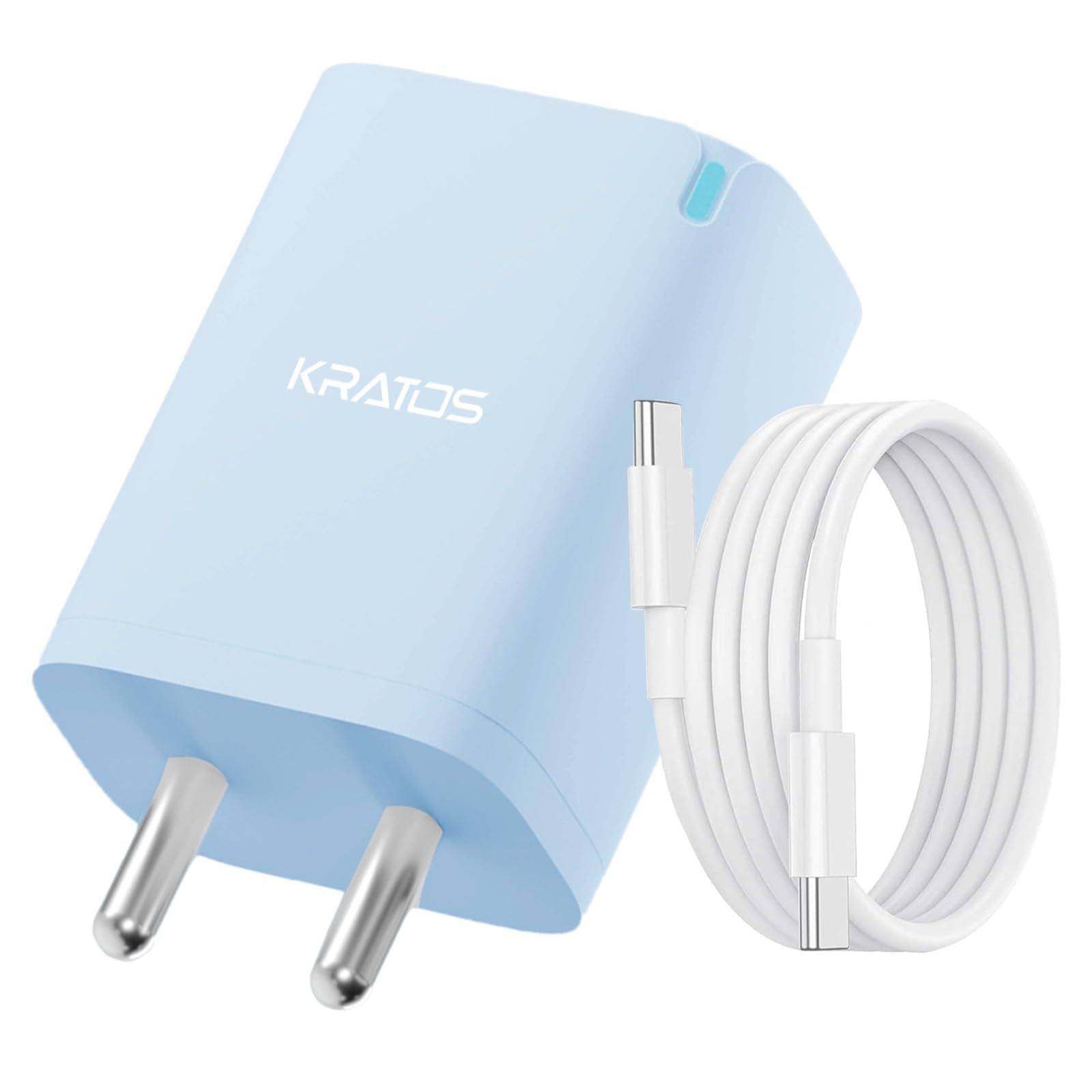 Kratos 25W Type C Charger Adapter with C to C Cable for iPhone 17/16/15 Series | BIS Certified | 1 Year Warranty | Fast Charging iPhone Charger Blue-picture-28