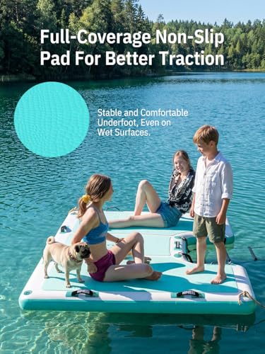 Image of Niphean Floating Dock, Non-Slip Inflatable Dock with Upgraded Ladder | Sturdy Floating Docks for Lakes,Durable Floating Island for Families, Portable Carry Bag, 8x6ft / 8x10ft