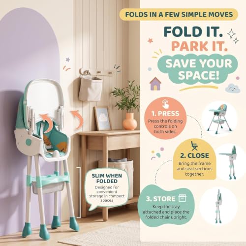 Image of StarAndDaisy High Chair for Baby /Baby Feeding Chair for 0 to 5 Years with 4 in-1 Multifunctions /High Chair with Height Adjustable,Wheels, Detachable Tray & 3-Point Safety Belt -Sea Blue
