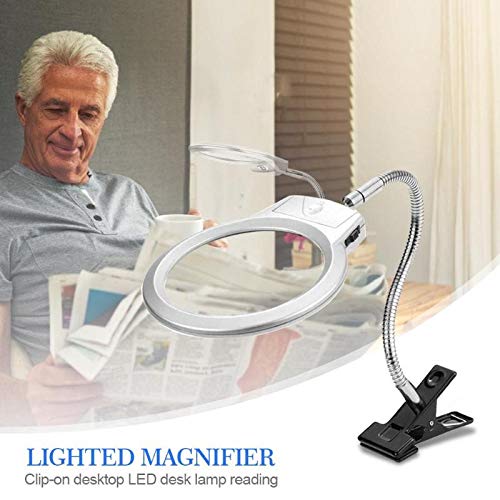 Podświetlana lupa Clip-on Blat biurka Lampa LED do czytania 2x 5x Lupa z dużą soczewką z zaciskiem Chaser of Light