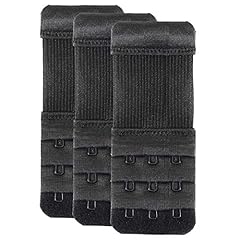 YarBar BH Verlängerung Erweiterung 3 Haken und 2 Haken Bra Extender BH Verlängerer mit Elastisch Band Weich Gurt Komfortabel (3 Reihe, 3 Haken, Schwarz, 1/2 inch(1.3cm) Abstand)