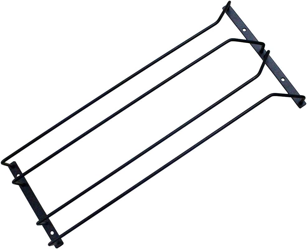 1 Piece Wine Glass Rack Under Cabinet, Stemware Rack Black, Wine Glass Holder, Goblet Wine Rack With Screws, 45 cm 2 Rows