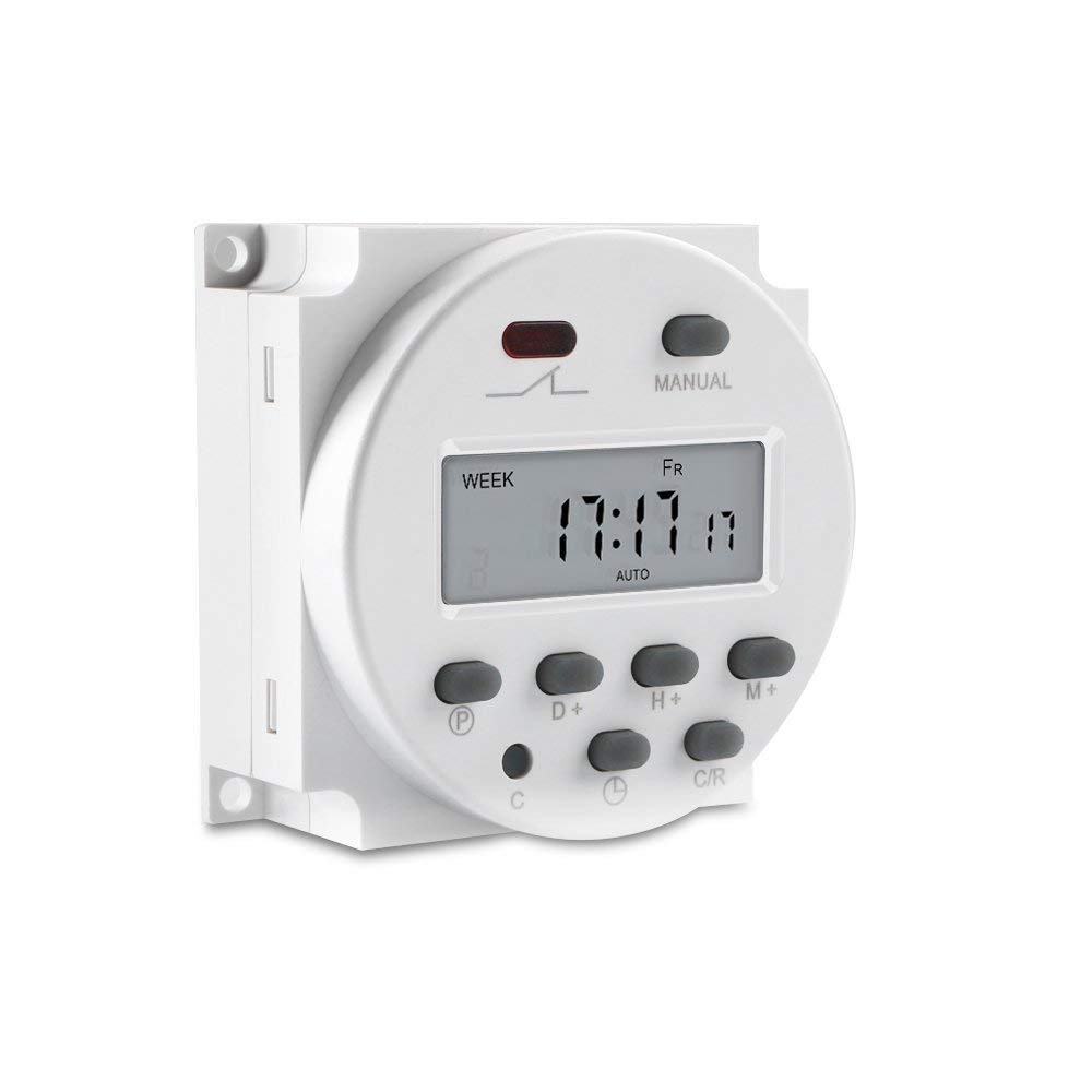 CN101A Digital LCD Programmable Plastic Timer Switch Relay DC 12V, 16A (White)