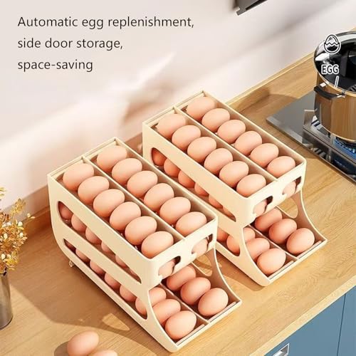 Caja de huevos para nevera auto-rodante de doble capa y estructura resistente 8