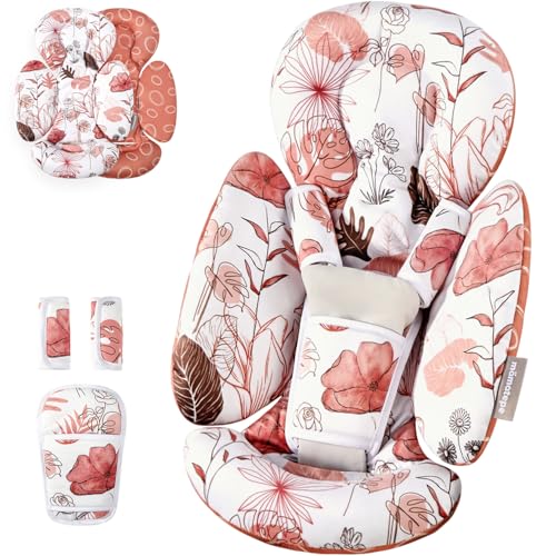 Mamatepe Infant Car Seat Insert, Baby Seat Head and Body Support for Newborn, Soft Breathable, Reversible Design, Fits for Stroller, Baby Swing, Rocker, Bassinets, Pushchair, Orange