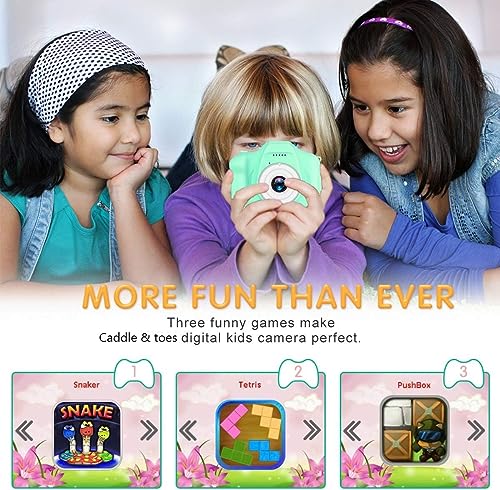 CADDLE & TOES Kids Camera, Christmas Birthday Festival Gifts for Girls or Boys Aged 4-12 Years Old, Kids Digital Camera for Kids with Video, HD Digital Camera Toys for Kids (Light Green with SDCard) - Image 6