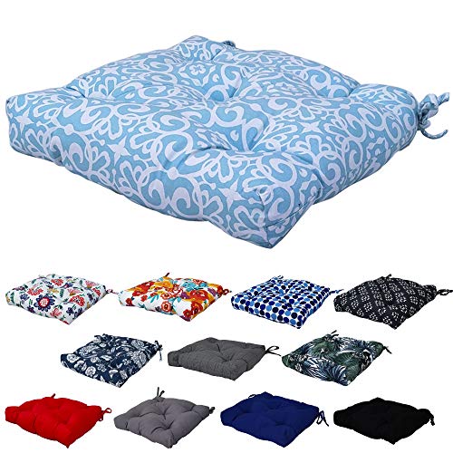 MF International - Cojín para silla con lazos para jardín, 40 x 40 cm, resistente y lavable