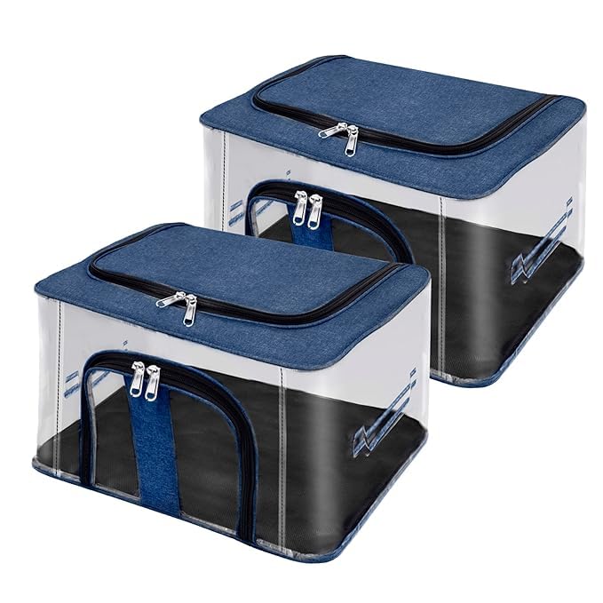 LONAXA Clothes Storage Box, 33 Litre Foldable Storage Bag, Stackable Storage Box, Folding Clothes Organizer with Clear Window and Carry Handle for Clothes, Blankets, Closets, Bedroom (Pack of 1) (B0DF5F9LJR) Amazon Price History, Amazon Price Tracker