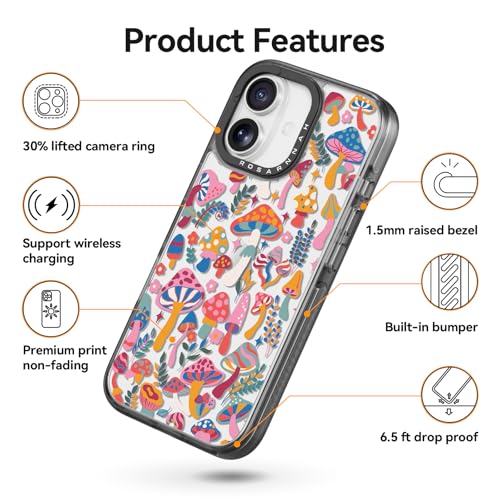 Rosarnnah for iPhone 17 Case Aesthetic Black, Mushroom Jungle by Rosarnnah - Used condition - Image 6
