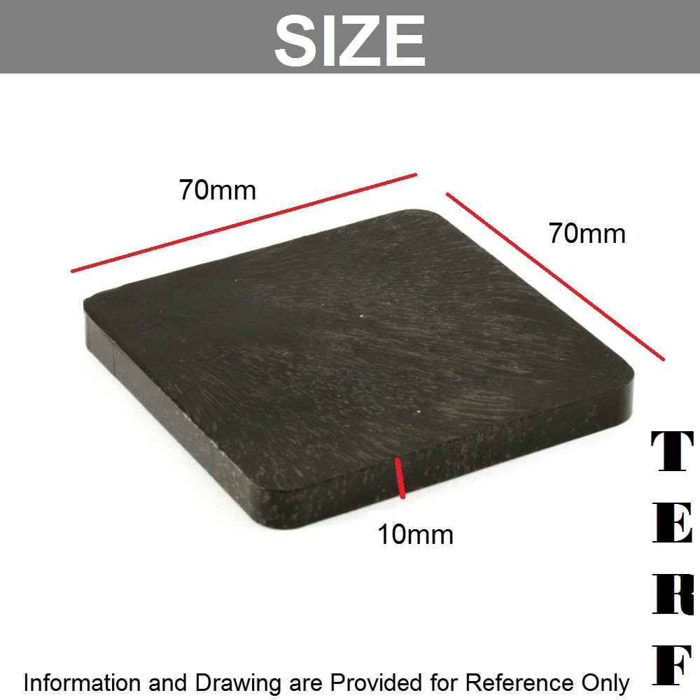TERF® 70 mm x 70 mm x 10 mm, robuste Kunststoff-Packer, Unterlegscheiben, Abstandshalter, Kotflügelausrichtung, flache Platte, quadratische Verpackung, 10 mm Dicke, 4 Stück