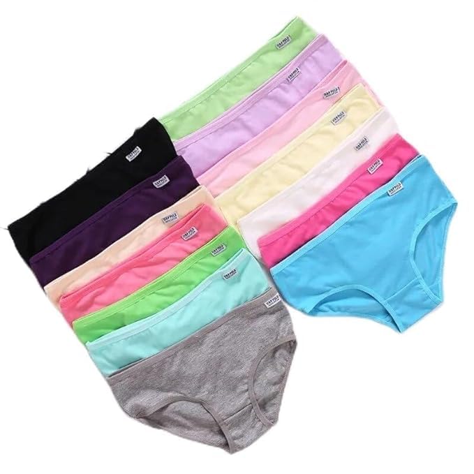 Image of Women Hipsters Panties 100% Super Soft Cotton Hipster Ladies Plain Bright Panty /Innerwear Soft Panties Underwear Combo Pack (Colour May Very)