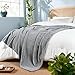 NEWCOSPLAY Super Soft Throw Blanket Grey Premium Silky Flannel Fleece Leaves Pattern Lightweight Bed Blanket All Season Use (Grey, Throw(50