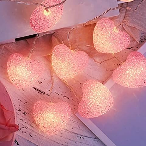 U.I STATION Large Heart String Lights for Valentines Day, Home Decorations Lights with Remote 5ft 10 LEDs for Bathroom Bedroom Camping Wedding Birthday Party Gift Cover