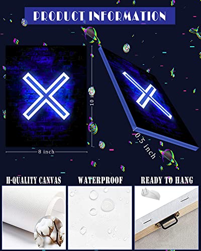 Gamer Room Decor For Boys - Gaming Wall Art - Framed 8"X10" - Printed Neon Gaming Room Decor - Posters For Boys Room - Video Game Decor - Gaming Wall Decor #TOP1