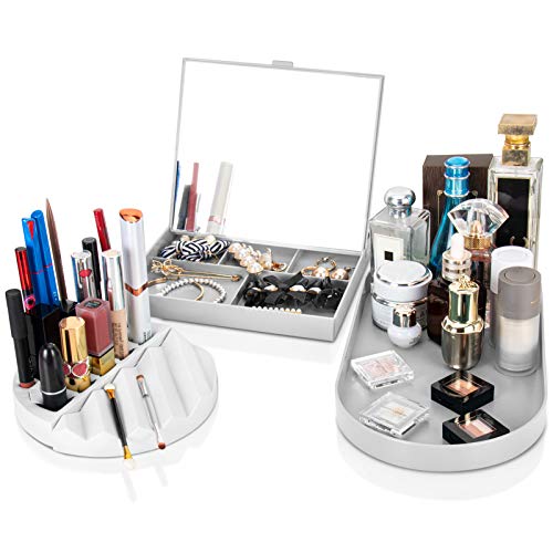 CONBOLA Make Up Organizer 5 in 1 Dresser Organizer,Portable for Lipstick and Jewlry ,Makeup Organizer and Temporary Makeup Brush Holder,Multi-purpose for Girl Women.36.6cm18cm.(Blue)