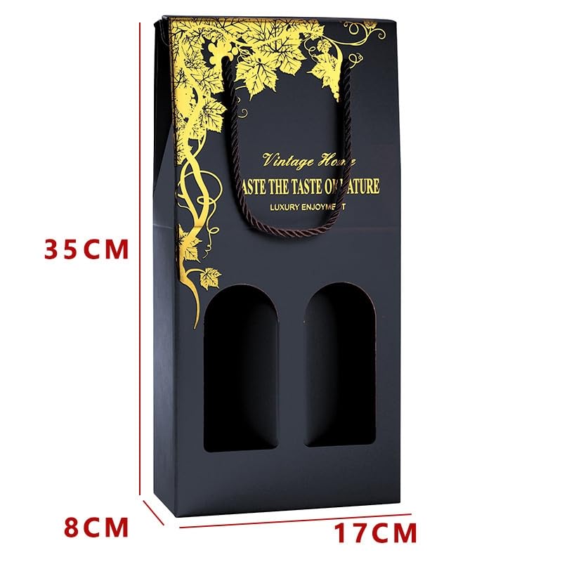 10 Stück Wein Geschenktüte Kraftpapier Flaschentüten Zwei Flaschen Rotwein Weintasche Tragbare Flaschentasche Wiederverwendbare Flaschenbeutel für Hochzeit, Party, Geburtstag, Ostern
