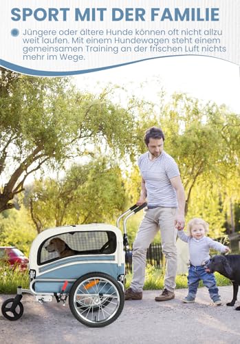 SEPNINE® Hundeanhänger für Fahrrad, 2 in1 Fahrradanhänger Hunde,Haustier Transportwagen Anhänger für Jogger und Fahrrad Kann Haustiere bis zu 30 kg tragen