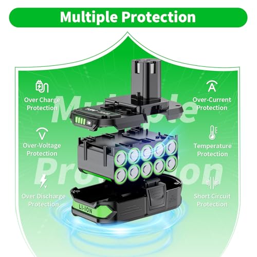 Image of 2 Pack 4.0Ah 18V Replacement for Ryobi 18V Battery and Charger Combo Compatible with Ryobi ONE+ 18 Volt Battery P108 P102 P103 P104 P105 P107 P109 P122 Cordless Power Tools