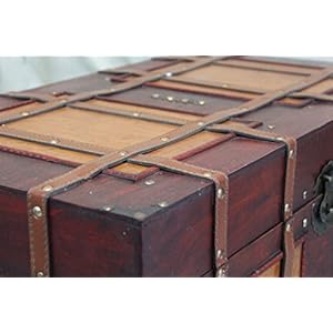 Large Antique Style Steamer Trunk Decorative Storage Box