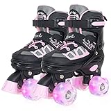 Nattork Adjustable Roller Skates for Kids with Light Up Wheel, Outdoor & Indoor Illuminating Roller Skates for Girls and Boys,Beginners