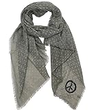 Trends für Dich - stylischer Halstuch mit eingewebtem Karo Muster in Hippie Style - gepunktet - Peacezeichen aus schwarzen Glitzerpailletten