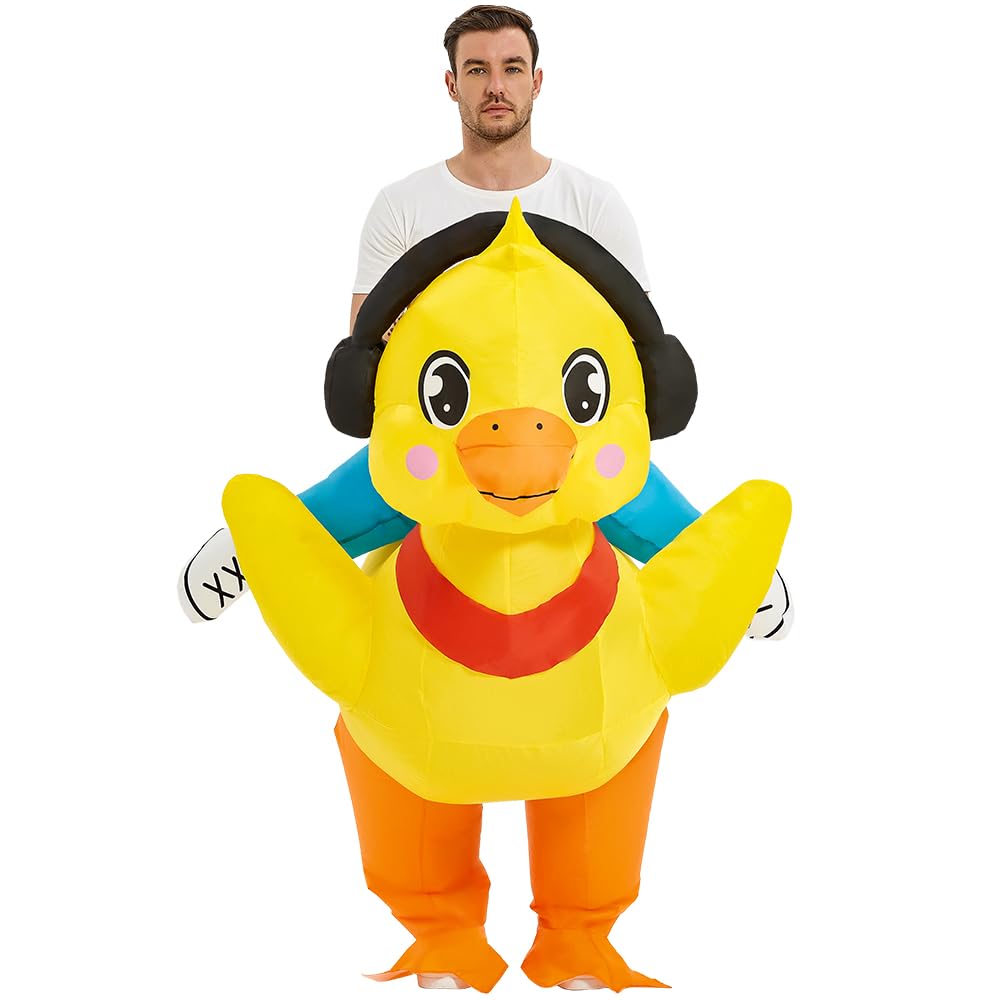 KOOY Inflatable Duck Costume Ride On Duck Costume Adult Halloween Costumes For Men Women Blow Up Costumes